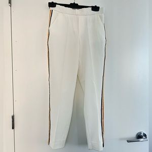 Zara White Pants with Yellow black white stripes